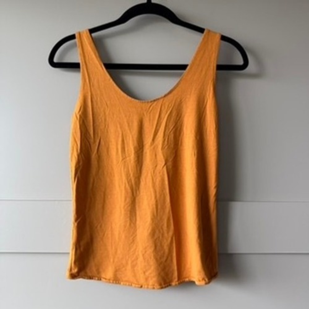 Vermilli Tank Top Women Small Mustard Yellow Split Back Studded USA Beach‎